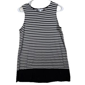 J.‎ Jill Womens Black White Striped Sleeveless Knit Top Colorblock Hem Size S